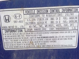 2017 HONDA FIT, BLUE, EX-L MODEL, 1.5L, AT,  A25199